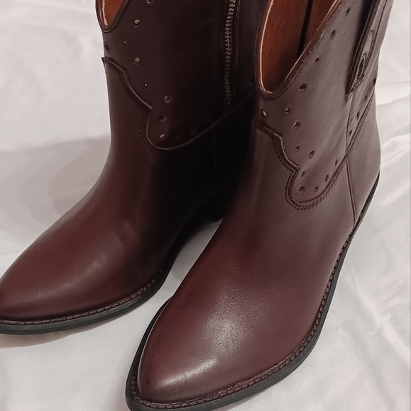 [NWT] [LUCKY BRAND] Chantel X Bootie Brown Leather Ankle Boots - Picture 6 of 8